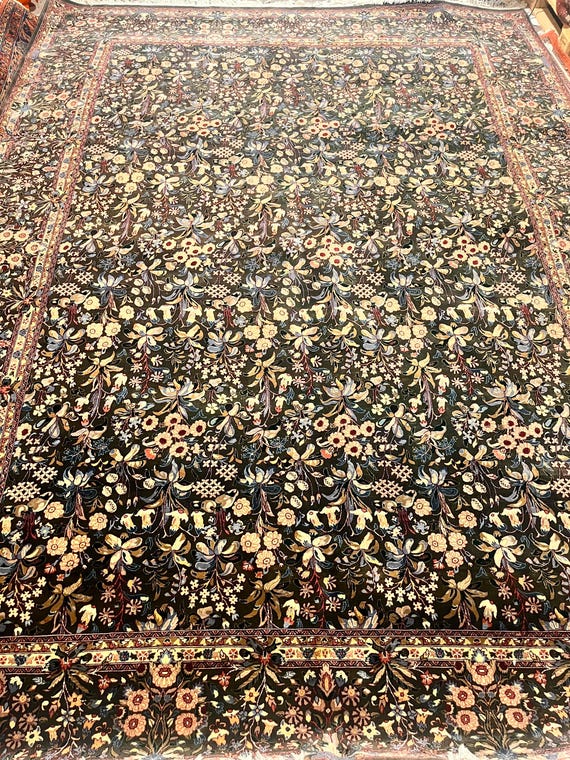 Tree of Life Sunflower Motif 9’ x 12’ Fine Hand Knotted Oriental Wool Rug
