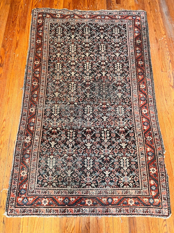 Antique Malayer Hand Knotted 4’3” x 7’1” Wool Rug
