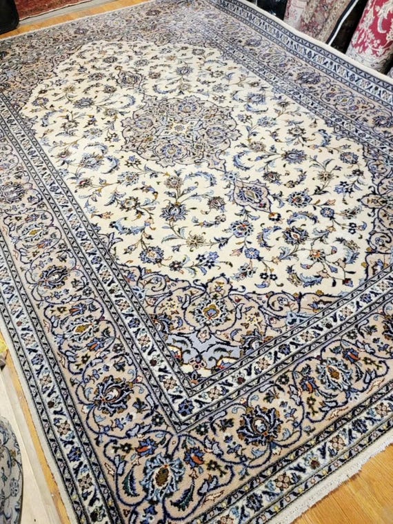 Vintage Persian Nain Fine Hand Knotted 8’3” x 11’8” Wool Rug