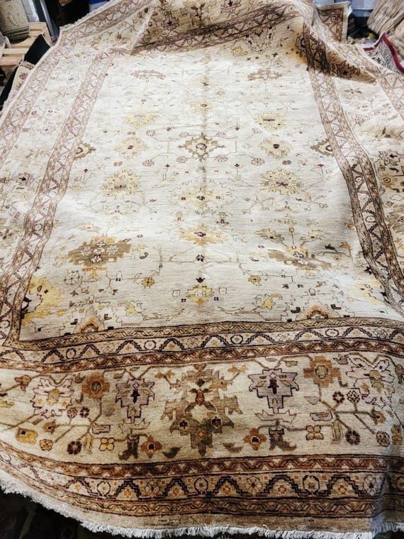 Vintage Turkish Oushak 9’ x 12’ Hand Knotted Wool Rug