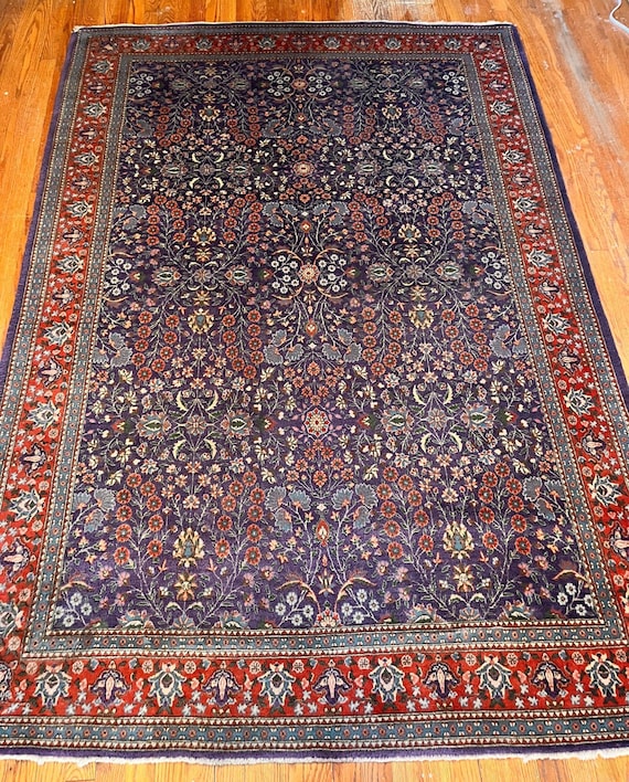 Semi Antique Fine Hand Knotted 5’3” x 7’8” Mahal Wool Rug