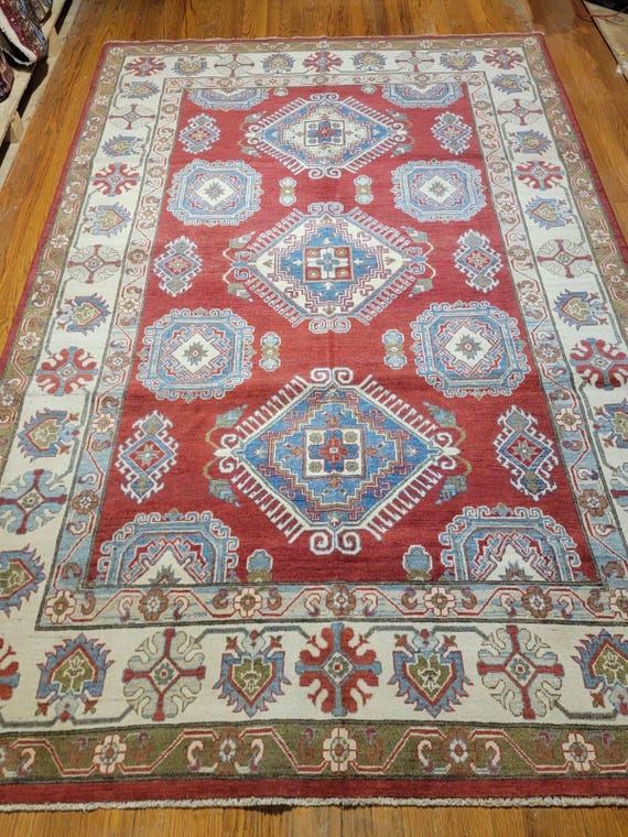 Red Kazak 6’ x 9’ Hand Knotted Wool Rug