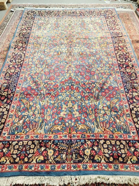 Fine Knotted Vintage 7’ x 10’ Tree of Life Hand Knotted Wool Rug