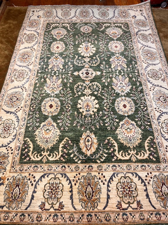 Green Super Kazak 5’5” x 8’8” Hand Knotted Wool Rug
