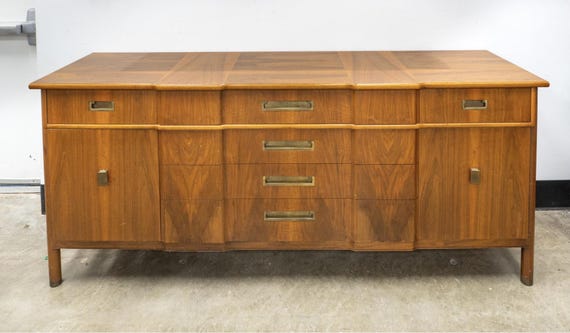 John Widdicomb Mid-Century Modern Walnut Hutch Credenza / Sideboard Cabinet – 69.75" Wide