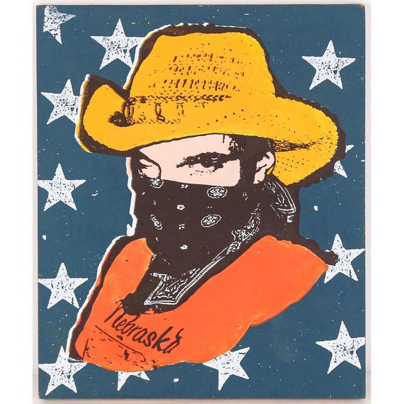 Original Dolan Geiman “Nebraska Cowboy,” Signed & Dated 2013, 12 × 10 in., Mixed Media on Wood