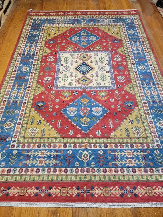 Super Kazak 6’ x 9’ Hand Knotted Wool Rug