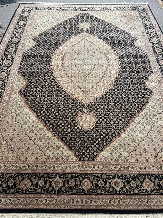 Vintage Oriental Fish Bidjar Design 9’ x 12’ Hand Knotted Wool Rug