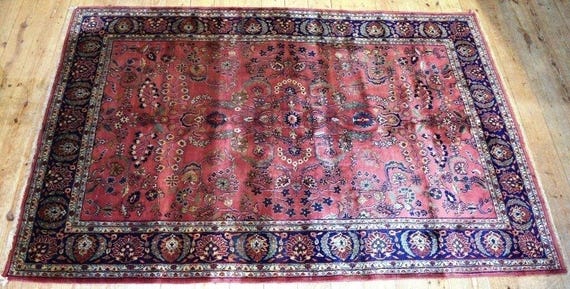 Semi Antique Sarouk 6'8" x 9'10" Hand Knotted Wool Rug