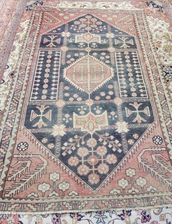 Semi Antique Oriental 4’5” x 6’9” Hand Knotted Wool Rug