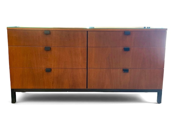 Milo Baughman Mid-Century Modern Walnut Lowboy Dresser – 60” 6-Drawer