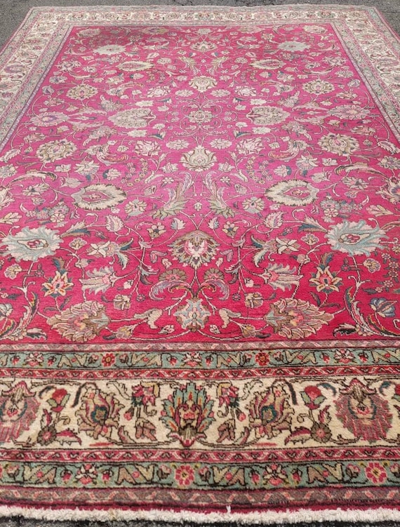 Vintage Tabriz Wool Rug – 10’ x 14’ Hand-Knotted