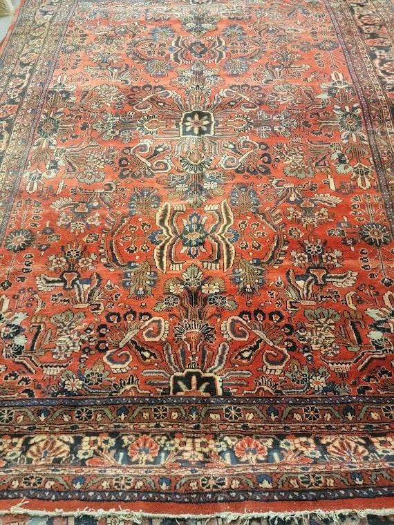 Semi Antique 8'9" 11'9" Sarouk Mahal Hand Knotted Wool Rug