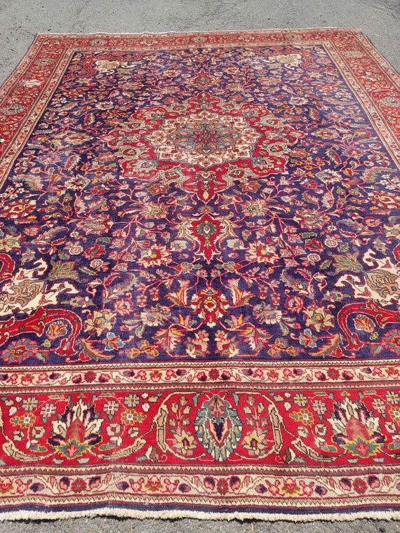 Semi-Antique 10’ x 12’7” Tabriz Hand Knotted Wool Rug