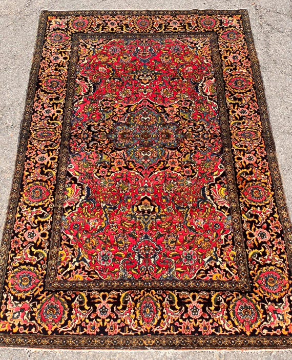 Antique Mystical Dabeer Masterpiece 4' x 6' Fine Hand Knotted Kork Wool Rug