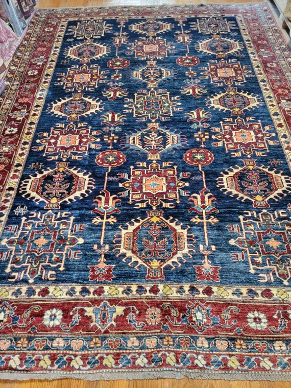Kazak Geometric Oriental 8’ x 10’ Hand Knotted Wool Rug