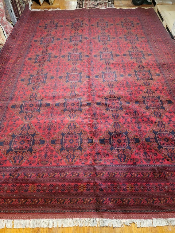 Bokhara Style Oriental 8’ x 11’ Hand Knotted Wool Rug