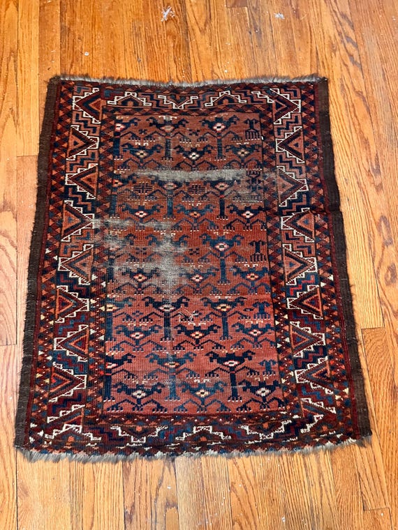Semi Antique Tribal Hand Knotted 3’ x 3’ Wool Rug