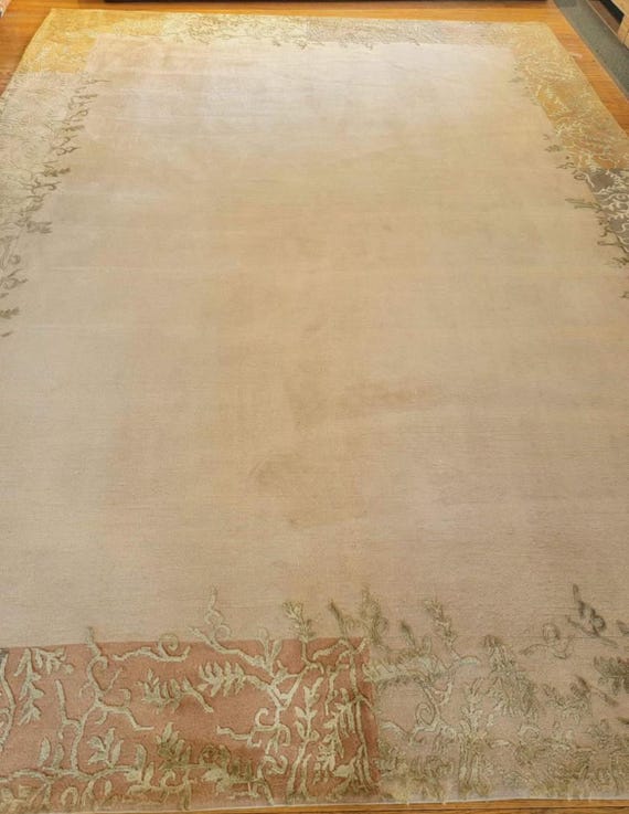 Modern Designer 9’ x 12’ Silk & Wool Hand Knotted Rug