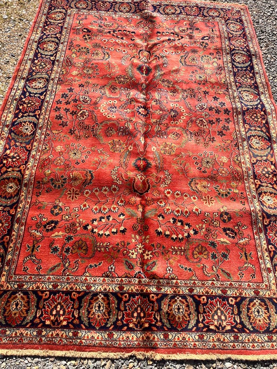 Semi Antique Sarouk 6’8” x 9’10” Hand Knotted Rug
