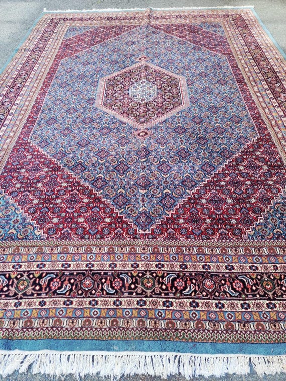 Vintage Teal Bidjar 9’ x 13’8” Hand Knotted Wool Rug