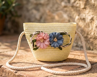 Bolso de paja tejido a mano para mujer, bolso de playa de verano artesanal, elegante bolso de mano tejido, bolso de paja tejido a mano, bolso de verano estilo boho