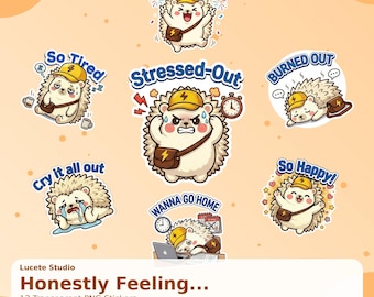 Pegatinas de emociones de erizos Kkachil / Paquete de imágenes PNG kawaii con las que te identificarás (Descarga de Google Drive)