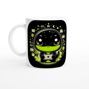 Tazza kawaii a forma di geco hacker, regalo carino a forma di lucertola per sviluppatori, divertente tazza da caffè a forma di rettile, regalo per hacker etici, tazza per apprezzamento programmatori