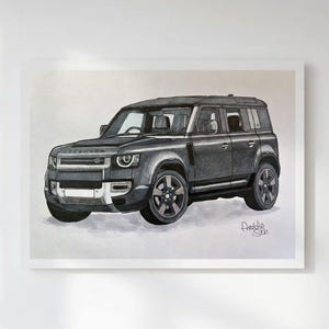Land Rover Defender 110 Art Print | Hand-Drawn SUV Automotive Wall Decor