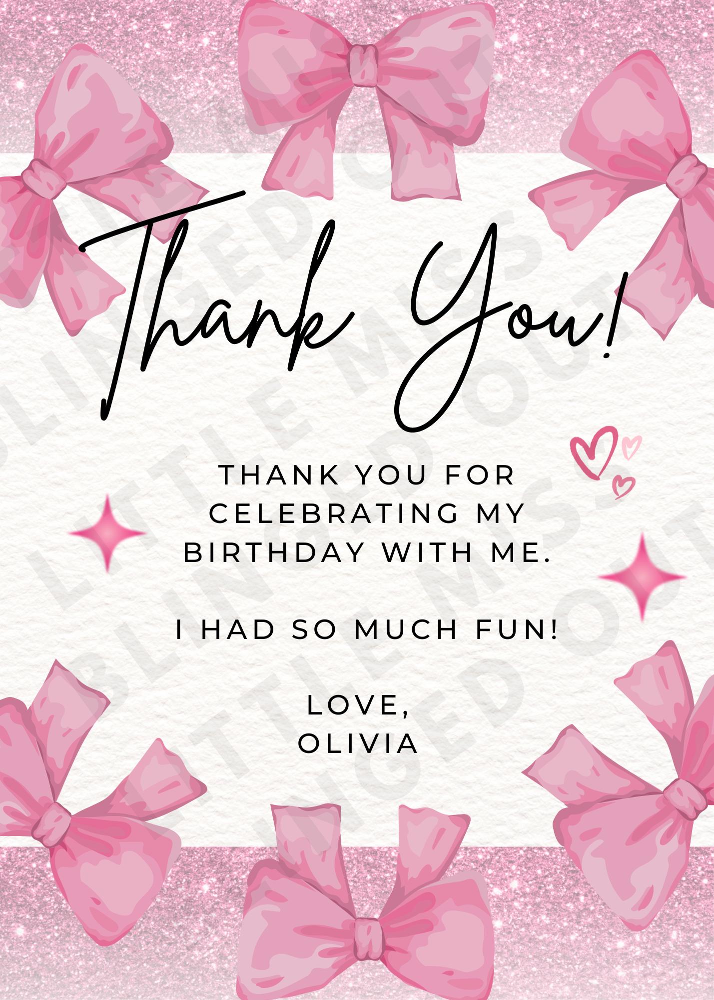 Editable Birthday Thank You Card Template | Kids Thank You Card | Canva ...