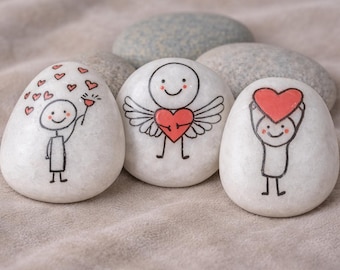 Handbemalter Herz Stein – kleines Geschenk für Mama, Freundin, Liebe – Deko Stein mit Herz