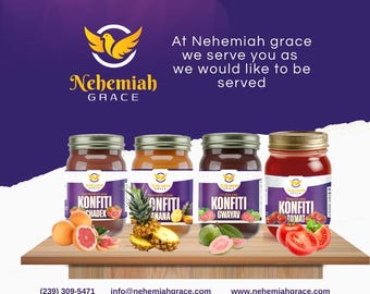 Haitian Konfiti Jam Jelly: Grapefruit, Pineapple, Guava, Tomato Flavors