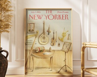 Vintage-Poster aus dem New Yorker Musikzimmer, Druck eines klassischen Instruments