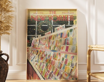 Vintage-Poster einer New Yorker Buchhandlung, farbenfroher Buchladen-Druck, Retro-Bibliothekswandbild, literarisches Zuhause