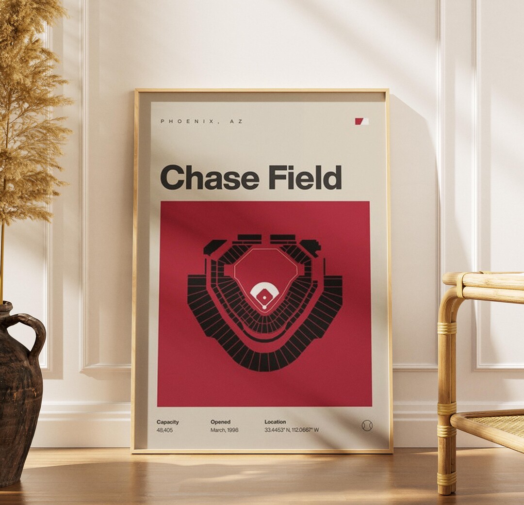 Chase Field Arizona Diamondbacks Stadium Print, Mid Century Modern ...