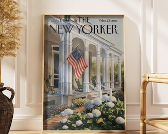 Vintage-Poster im Kolonialstil aus New York, Wandbild für die amerikanische Veranda, klassischer Südstaaten-Haus-Druck