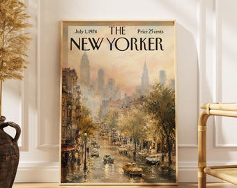 Vintage-Poster „Regen in NYC“ aus New York, Druck eines gelben Taxis