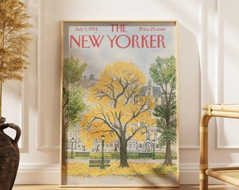 Vintage New Yorker Central Park Herbstposter, Goldener Baum-Druck