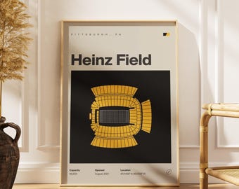 Pittsburgh Steelers Heinz Field Mid Century Modern Print, Minimalist Football Stadium Art