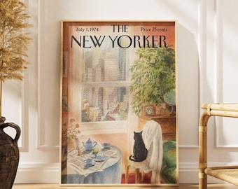 Vintage-Poster „Schwarze Katze“ aus New York, Fensterbild aus NYC