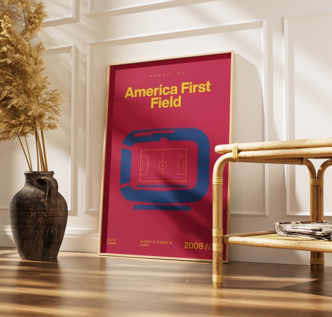 America First Field Soccer Stadium Print: Minimalist Mid-century Modern ...