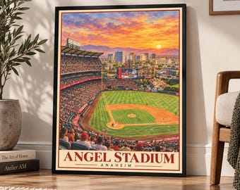 Angel Stadium Poster, Anaheim California Wall Art, Vintage Baseball Stadium Print, Los Angeles Angels Ballpark Art, Retro Sports Decor