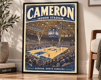 Cameron Indoor Stadium Poster | Duke Basketball Arena Print | Durham North Carolina Vintage Wall Art | College Basketball Gift