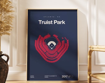 Atlanta Braves Truist Park Stadium Print, Mid Century Modern Baseball Art