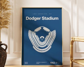 Dodger Stadium Print, Mid Century Modern Baseball Art (Digital Download)