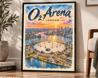 O2 Arena London Poster, Vintage Concert Venue Wall Art, London Landmark Print, Music & Events Stadium Artwork