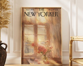 Vintage-Poster „Sonnenlichtfenster“ aus New York, Blumenstillleben-Druck
