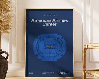 Dallas Mavericks American Airlines Center Mid Century Modern Print (Digital Download)