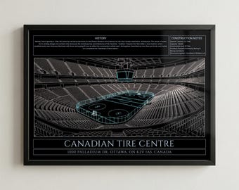 Chicago Basketball Arena Blueprint Framed Print, Modern Arena Wall Art Decor
