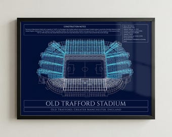 Old Trafford Stadium Print, Manchester United Minimalist Football Art